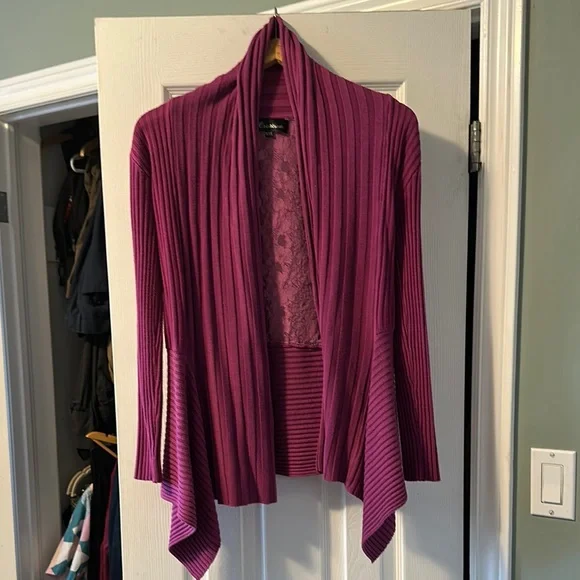 Elegant Purple Cardigan with Shawl Collar - Picture 1 of 7